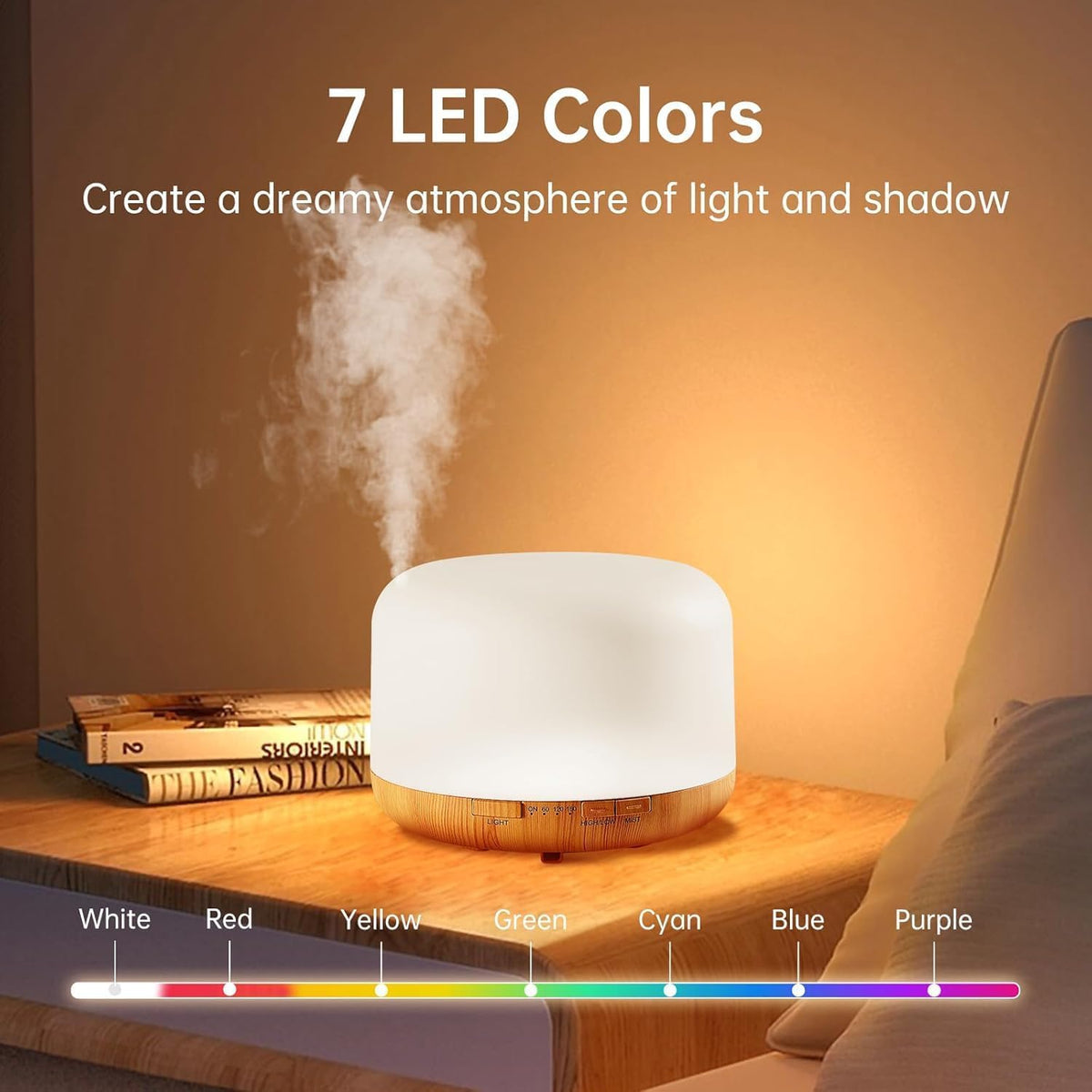 300ml Essential Oil Diffuser & Humidifier – Ultrasonic Cool Mist with Quiet Operation, LED Lights – Aromatherapy Air Freshener for Home, Office, Car(Colours May Vary)