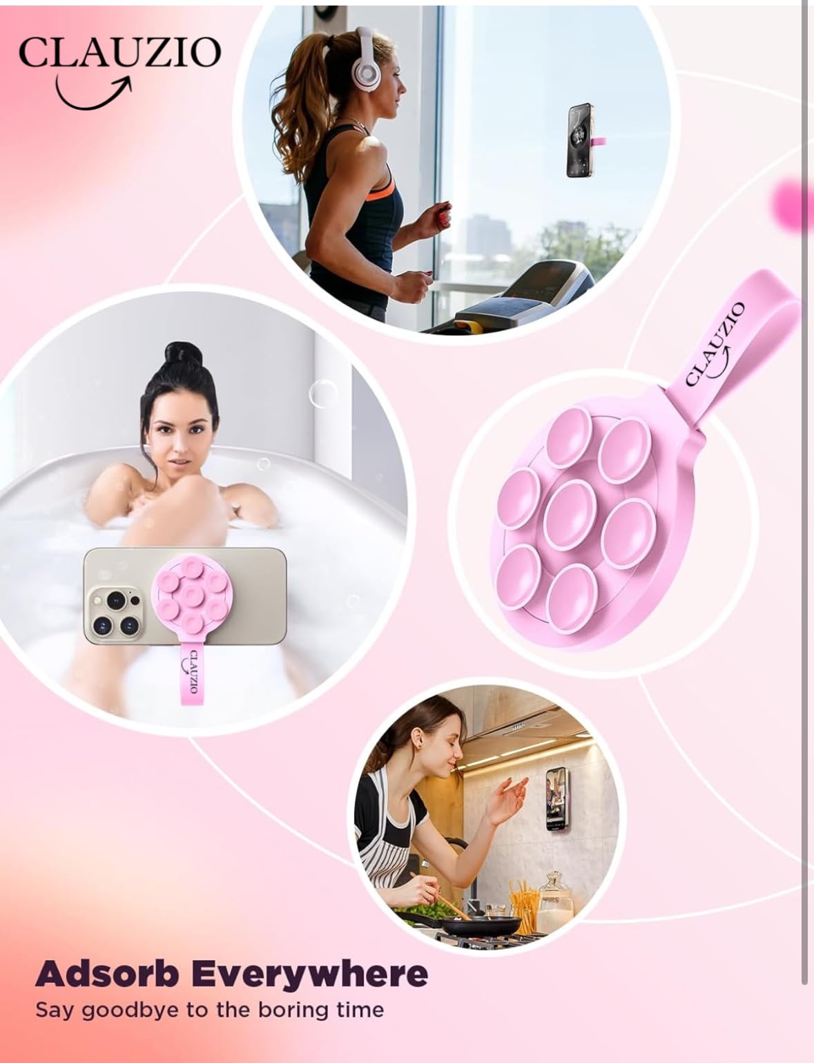 2026 Silicone Magnetic Suction Smartphone Holder 360° Reinforced 96LBS Ultra Suction Cup Mount for Mag-Safe Cellphone Holders for Car Gym Mirror Mount for iPhone & Android (Stand 360)