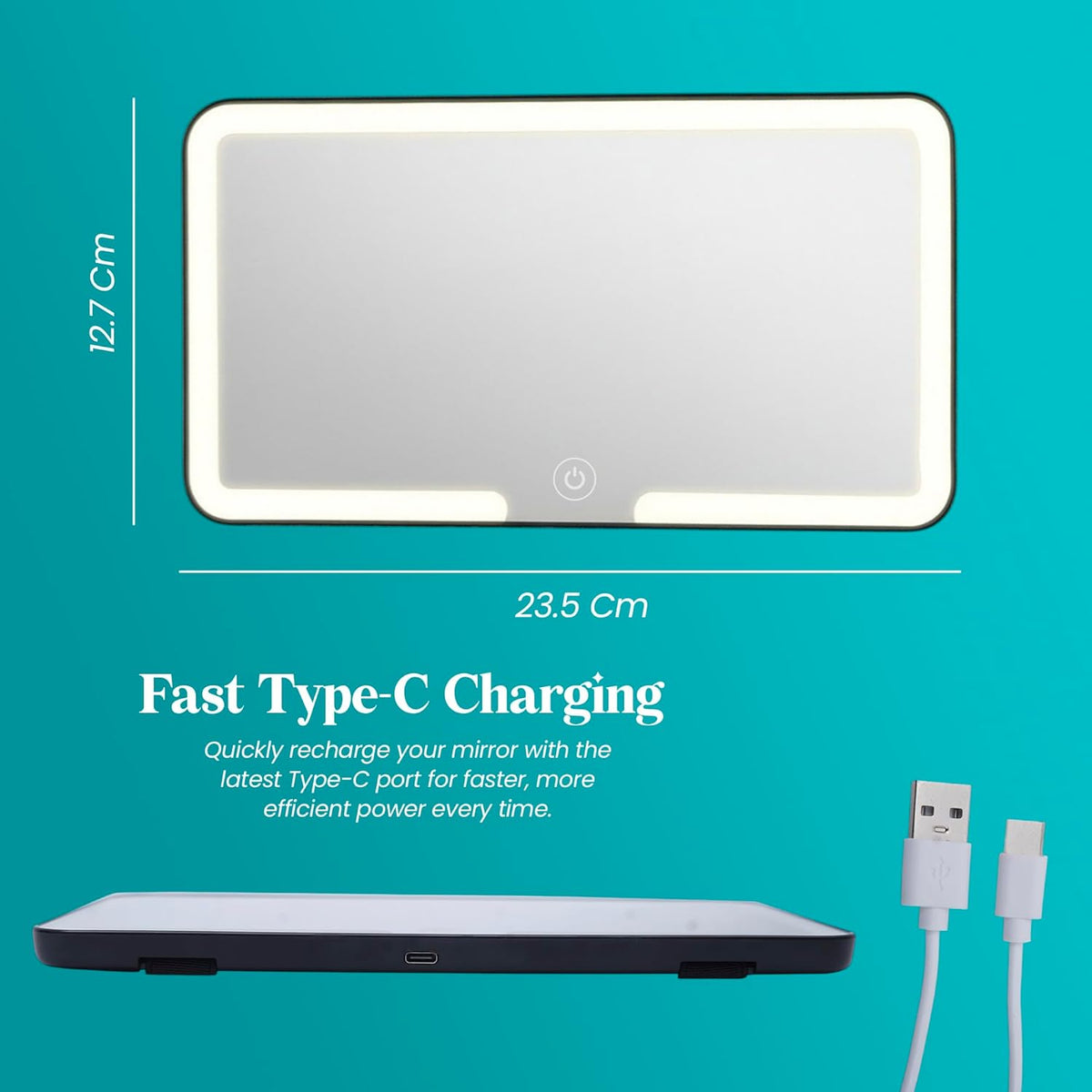 LED Car Mirror with 3 Light Modes and Dimmable Touch Control | Rechargeable Makeup Vanity Mirror with 2000mAh Battery, USB Cable, and Universal Fit for All Car Sun Visors
