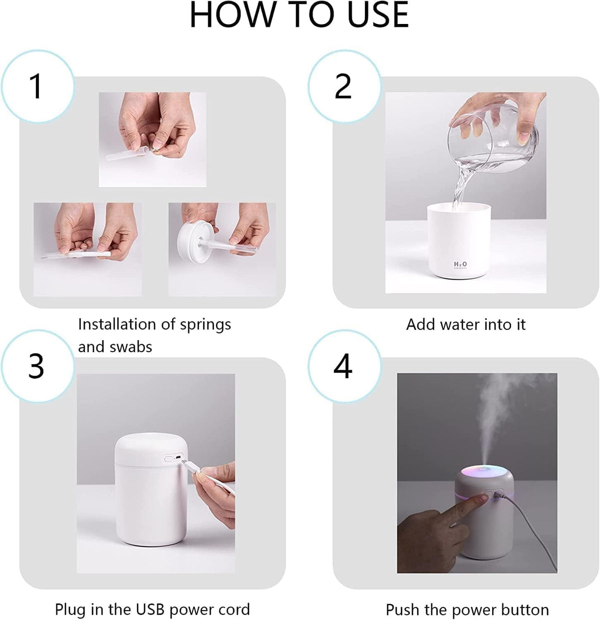 300ml Essential Oil Diffuser & Humidifier – Ultrasonic Cool Mist with Quiet Operation, LED Lights – Aromatherapy Air Freshener for Home, Office, Car(Colours May Vary)