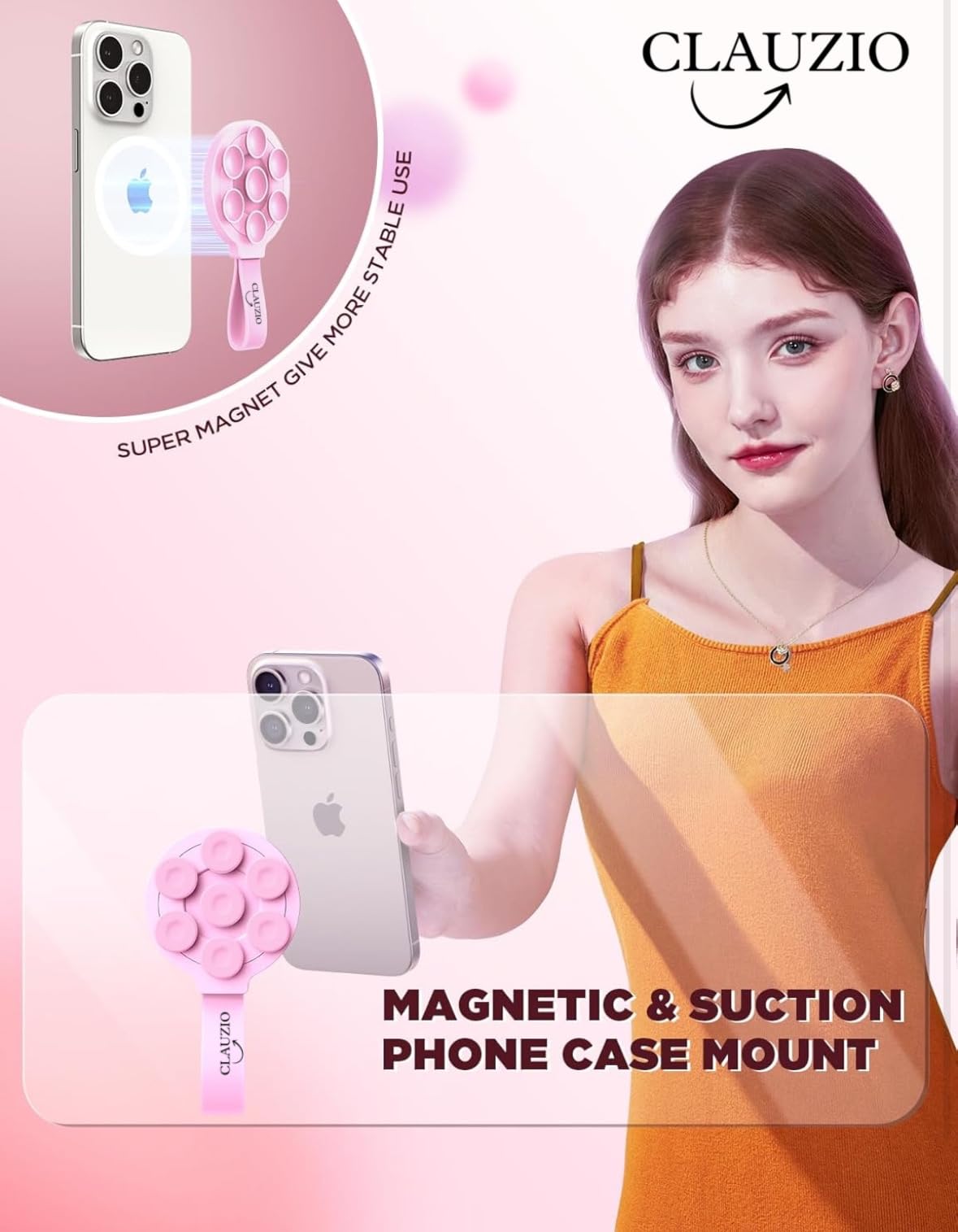 2026 Silicone Magnetic Suction Smartphone Holder 360° Reinforced 96LBS Ultra Suction Cup Mount for Mag-Safe Cellphone Holders for Car Gym Mirror Mount for iPhone & Android (Stand 360)