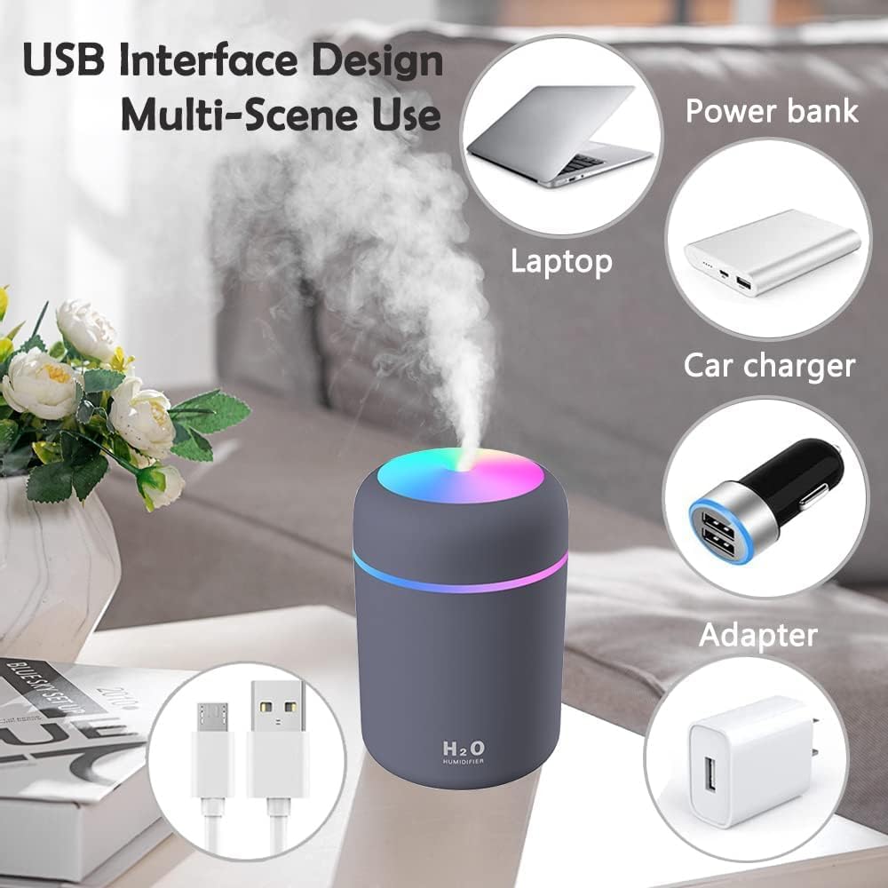 300ml Essential Oil Diffuser & Humidifier – Ultrasonic Cool Mist with Quiet Operation, LED Lights – Aromatherapy Air Freshener for Home, Office, Car(Colours May Vary)