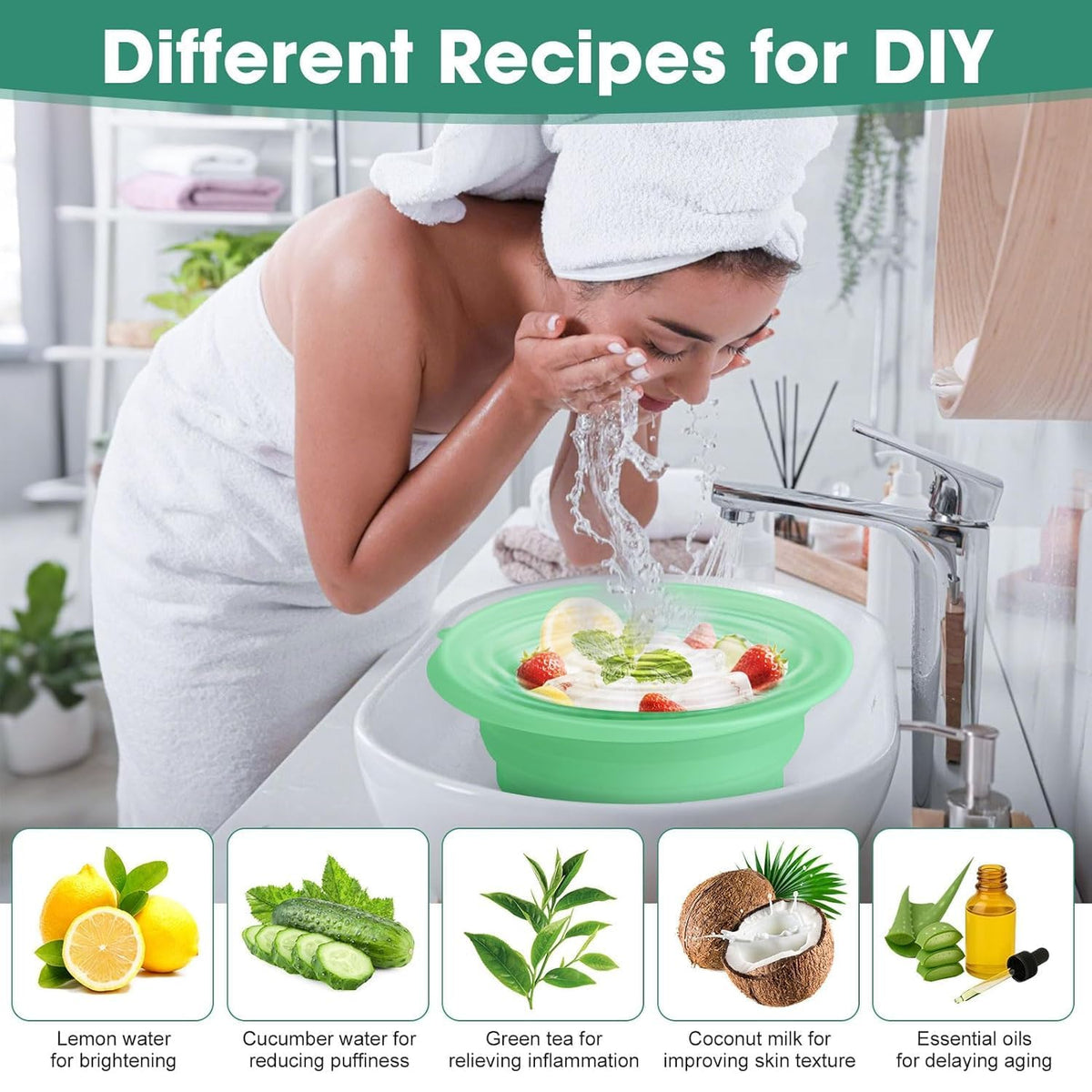 Ice Face Bowl for Skin Tightening & Glow + Free Hook | Silicone Ice Facial Bowl with Ice Tray | Reduce Puffiness, Acne & Dark Circles | Face Ice Bath at Home
