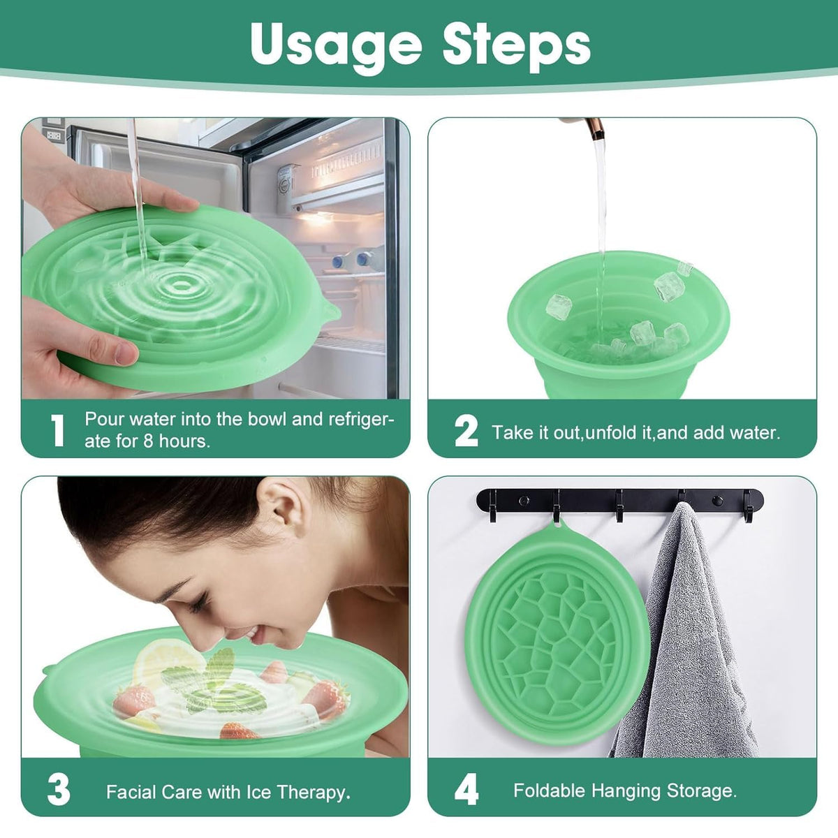 Ice Face Bowl for Skin Tightening & Glow + Free Hook | Silicone Ice Facial Bowl with Ice Tray | Reduce Puffiness, Acne & Dark Circles | Face Ice Bath at Home