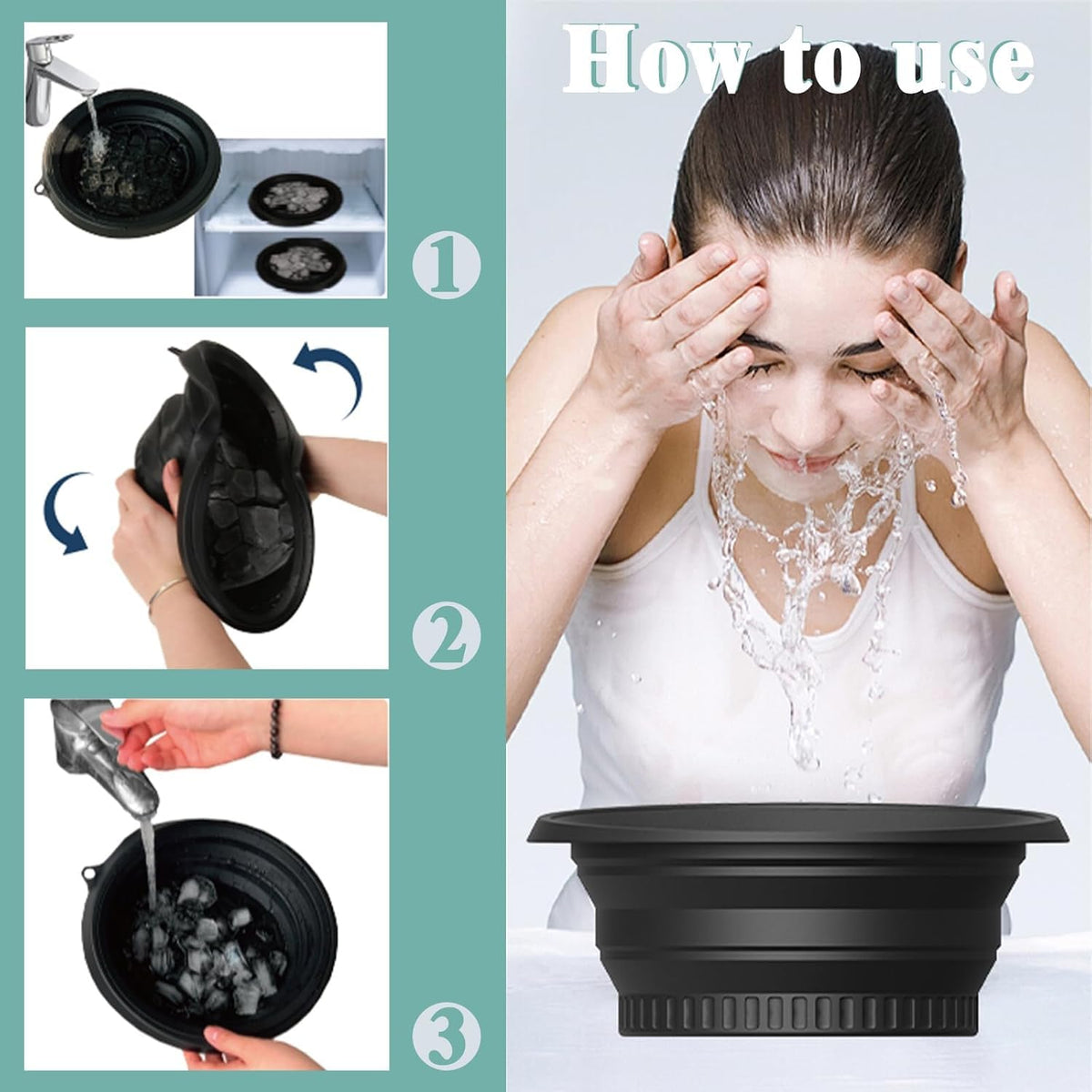Ice Face Bowl for Skin Tightening & Glow + Free Hook | Silicone Ice Facial Bowl with Ice Tray | Reduce Puffiness, Acne & Dark Circles | Face Ice Bath at Home