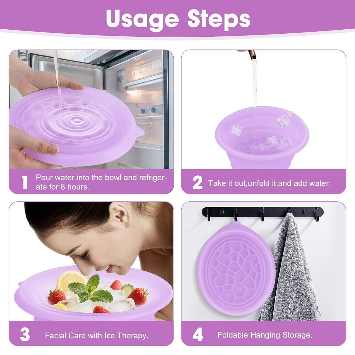 Ice Face Bowl for Skin Tightening & Glow + Free Hook | Silicone Ice Facial Bowl with Ice Tray | Reduce Puffiness, Acne & Dark Circles | Face Ice Bath at Home