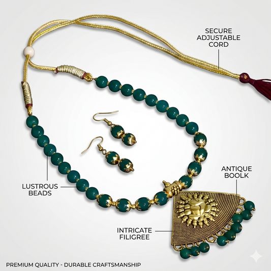 Livicarts Twinkling Fancy Gold-Plated Jewellery Set – CZ Diamond Necklace with Earrings[420412192]
